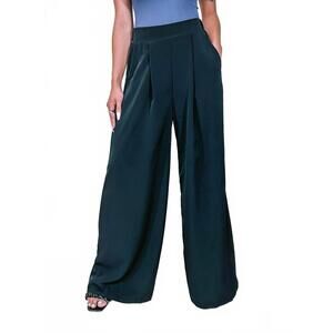 NEW BUCKETLIST pleated wide leg trousers in black